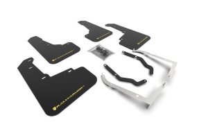 Subaru XV Crosstrek Mud Flaps - Rally Armor - UR Black Flap/Yellow Pearl Logo - Black - `18-`23 Subaru XV Crosstrek Mud Flaps - Rally Armor - UR Black Flap/Yellow Pearl Logo - Black - `18-`23